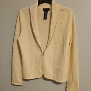 Jones New York Signature Cream Women's Jacket with Pearl Accents. Size M.